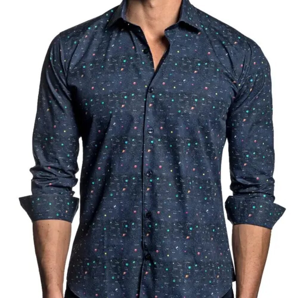 JARED LANG trim fit constellation button-up shirt